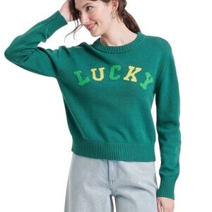 **NWT** Grayson Threads Women's “Lucky”Green Crew Neck Sweater